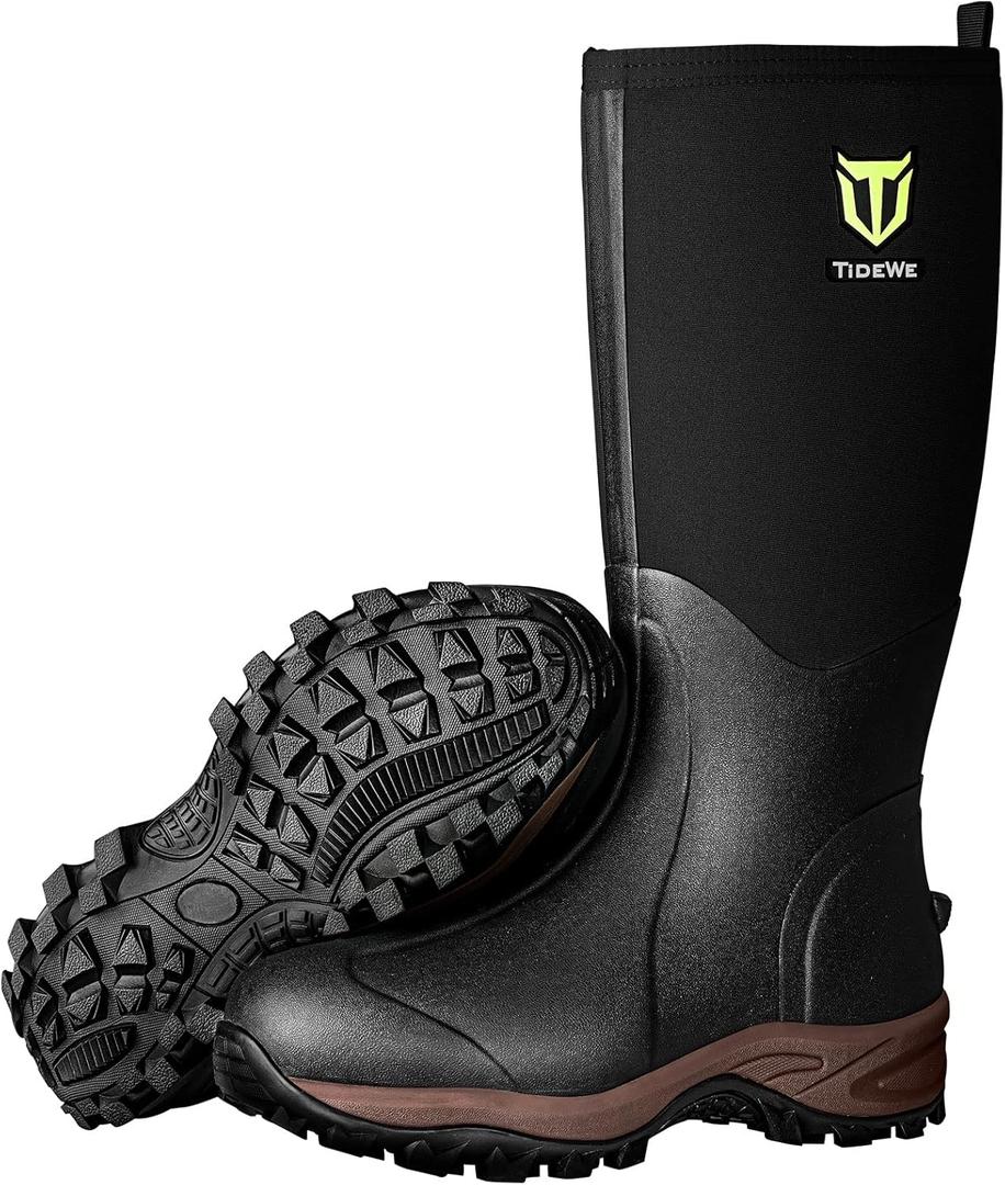 TIDEWE Rubber Neoprene Boots Men And Women, Waterproof Sturdy 6mm Neoprene Boot, Rain Boot Hunting Boot Arctic Outdoor BootBlack, Brown & Next Camo G2 (11)