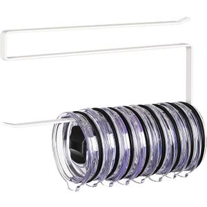 Tumbler Lid Organizer, Horizontal Tumbler Lid Storage Hook Up to 10 Lids, Space Saving Cup Lid Holders Under Cabinet Tumbler Lid Hook for Kitchen Organizer and Storage, Paper Towel Rack Hanger (White)