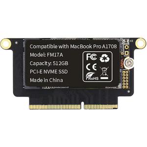 FM17A 512GB PCIE 3.0x4 NVME 3D NAND TLC Flash SSD for MacBook Pro Retina A1708 (2016-2017) Included DIY Tools (512GB)