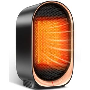 Space Heater, Portable Heater for Indoor Use, Small Electric Heaters with Overheat & Tip-Over Protection, Mini Desk Heaters for Office Bedroom Bathroom, Compact & Efficient Heating, Black