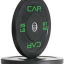 CAP Barbell Rubber Olympic Bumper Plate Black and Green Colors 25 LBS pair