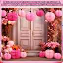 Epakh 12 Pcs Pumpkin Honeycomb Paper Halloween Table Centerpieces Pink 3D Tissue Paper Pumpkin Decoration 2 Sizes 3 Colors Halloween Thanksgiving Day Fall Home Party Decorations Supplies