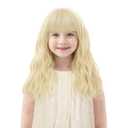 Kids Light Blonde Wig with Bangs 14 Inch Halloween Wigs for Kids Girls Wavy Hair Synthetic Wig with Upgraded Strands,Shoulder Length Wigs (14 Inch,Light Blonde)