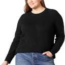 Amazon Essentials Women's Regular-Fit Soft Touch Long-Sleeve Crewneck Sweater, Black, Small