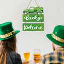 St Patricks Day Wreath St Patricks Day Door Decorations Green Truck Hanging Decor Wooden Wreaths for Front Door Hanger Lucky Welcome sign for Wall Indoor Home Decor