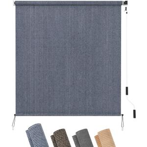 KELIXU Patio Shades Roll Up Outdoor Blind, 6' W x 8' H Cordless Sun Shade Privacy Screen with 90% UV Protection Exterior Roller Shade Cloth for Porch Pergola Backyard Windows Balcony, Blue-Gray