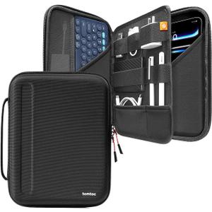 tomtoc Portfolio Case for 11 Inch iPad Pro M4, M2&M1 & iPad Air M3&M2, 2025 iPad A16, 10.9-in iPad Air 5 & iPad 10, Carrying Storage Sleeve Bag with Accessories Compartment (03 Plus - 11 inch Fit iPad Charger, Black)