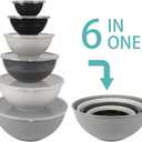 BoxedHome BPA Free Plastic Round Mixing Bowl with Lids, 12 Pack Nesting Bowls with Lids Set, Microwave and Dishwasher Safe Prep & Serving Bowls Great for Mixing, Baking, Serving (Grey, 12pcs)