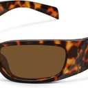 Retro Wrap Around Sunglasses for Women Trendy Y2k Vintage Sun Glasses UV Protection FZN827 Tortoise Frame/Brown Lens