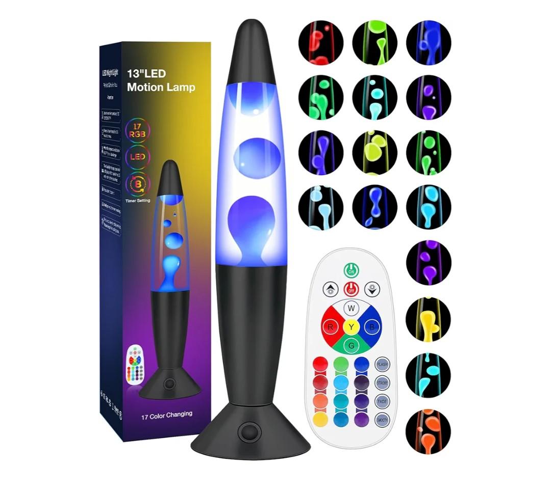 Color Changing Black Liquid Motion Lamps: 17 Colors LED Night Light for Adults with Remote & Timer, Smart Ambient Mood Lighting for Bedroom Office, Novelty Cool Christmas Birthday Gifts, 13 Inch