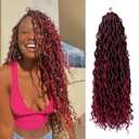 Goddess Locs Crochet Hair 18 Inch 7 Packs Ombre Burgundy Boho Faux Locs Crochet Hair for Black Women Pre Looped Crochet Locs with Curly Ends (1B/Bug)