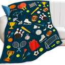 Sports Blanket Cool Basketball Soccer Baseball Throw Blankets for Girls Boys Super Soft Warm Fleece Flannel Sports Ball Throws Gifts for Men Women Cozy Fuzzy Plush Stuffed Couch Bed Decor 50"x40"