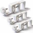 Over Blinds Curtain Rod Brackets for Outside Mounted, No-Drill Blinds Curtain Rod Holders for 1.3-2" Rectangular Headrails, Tool-Free & No Wall Damage, Apartment & Renter Friendly (Set of 3, White)