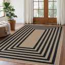 Lahome Enfys Modern Geometric Easy Jute Dining Room Rug, 5x7 Modern Rugs for Living Room Washable Kitchen Mat, Large Non Slip Farmhouse Indoor Outdoor Carpet for Bedroom Dorm RV
