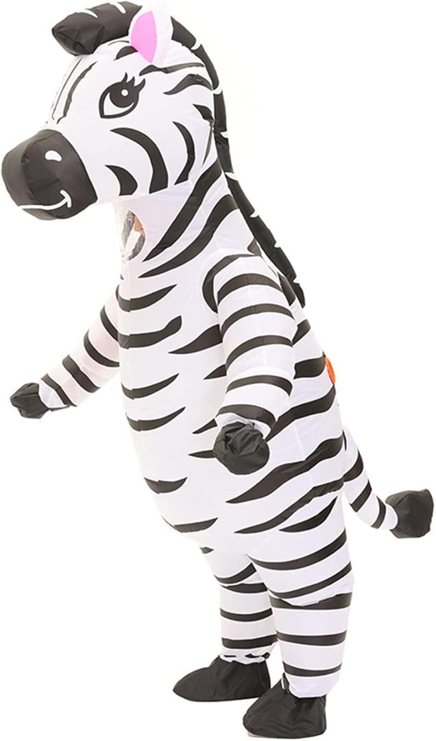 Inflatable Zebra Costume Funny Blow up Animal Costume for Cosplay Party Christmas Halloween Suit Festival Suit Jumpsuit