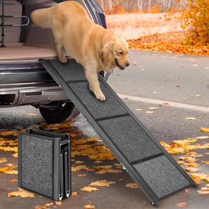 Dog Ramp for Car, 63"x17" Dog Ramps for Large Dogs with Anti-Slip Rug Surface, Folding Dog Ramp Up to 250LBS, Outdoor Dog Ramp for Trucks & SUV