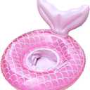 Baby Mermaid Pool Float with Seat and Handle for Baby Toddler, Pool Tube Ring Toys Summer Kiddy Beach Inflatable Swim Float for Girl Toddler Outdoor