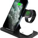 3-in-1 Foldable Wireless Charger, 15W Fast Charging Station for Phones, Smartwatches, and Earbuds