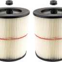(2 Pack) 17816 9-17816 Red Stripe Vacuum Cartridge Filter for Craftsman 17816 Wet Dry Vacuum Models 5, 6, 8, 12, and 16 32 Gal. Vacuums, 917816 HEPA Filters for Craftsman Shop Vac, Filter Accessories