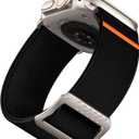 SNBLK Elastic Sport Bands Compatible with Apple Watch Ultra 2 Band/Ultra 3 Band 49mm, Men Stretchy Nylon Solo Loop for iWatch Series 11/10/9/8/7/6/5/4/3/SE 42mm/44mm/45mm/46mm Wide Breathable Strap (Black/Titanium)