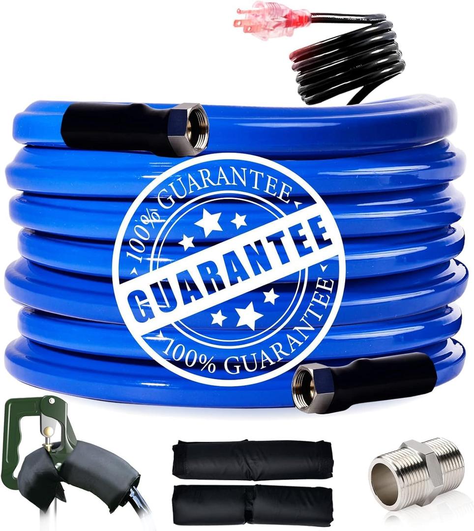 30FT,15FT, Heated Water Hose for RV,-45  Anti-Freezing Heated Drinking Water HoseElectrically Heated Hoses of Rv Accessories for Camping/Garden/Farm/Henhouse/Stble30FT (Blue)