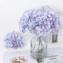 IPOPU Hydrangea Silk Flowers 10pcs Gradient Blue Purple Hydrangea Artificial Flowers Fake Flowers for Outdoor Baby Shower Wedding Centerpiece Table Decorations (Gradient Blue Purple)