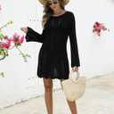 VIMPUNEC Crochet Swimsuit Coverup for Women Summer Bathing Suit Cover Ups Swimwear Beach Dress (Black, S)