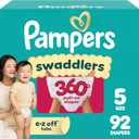 Pampers Diapers - Swaddlers 360° - Size 5, 92 Count, up to 100% Leakproof Comfy Dry Fit, Designed for Easy Changes, Pull On Baby Diaper