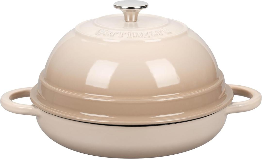 VORRINGARD Enameled Cast Iron Dutch Oven Pot with Lid, Bread Oven for Sourdough Bread Baking, Dutch Ovens with Bread Proofing Basket& Baking Supplies Set, 6 Quart, Latte