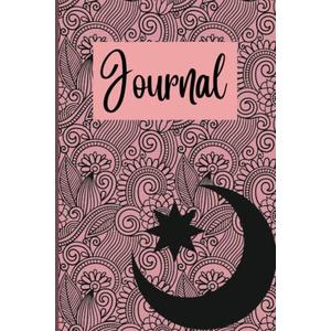 Journal: 6"x9" 100 Lined Pages For Journaling and Writing- Pink and Black Moon and Star