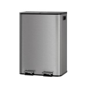 GarveeHome 2x8 Gal Dual Kitchen Trash Can Stainless Steel Step Pedal Gray