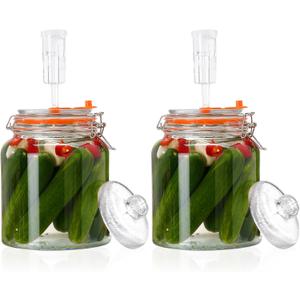0.6 Gallon Fermentation Jars with Weights & Airlocks, Fermenting Kit for Sauerkraut, Kimchi, Kombucha and Pickles, 2 Pack