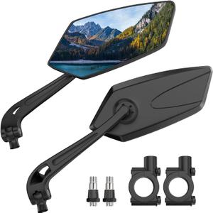 2 Pack Bike Mirrors, eBike Mirrors for Handlebars, 360 Adjustable Safety Bicycle Rear View Mirrors, Scratch Resistant Glass Lens, Bicycle Universal Fit Accessories