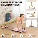 Pilates Board Reformer for Home Workout, Pilates Reformer Machine, Wooden Deck, Glide Board, High-Strength Steel Sliding Rails, 2 Adjustable Resistance Bands, Core & Full-Body Training