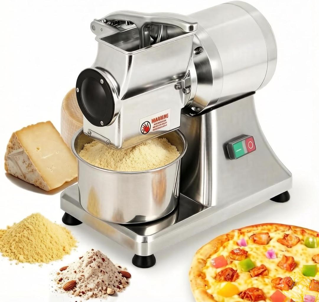 Commercial Electric Cheese Grater 550W | 88Lbs/Hour Heavy Duty Cheese Shredder with Safety Shield & Bucket for Hard Cheese & Nuts