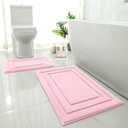HOMEIDEAS Pink Bathroom Rug, 2 Piece Super Soft Microfiber and Absorbent Shower Mat, Machine Washable Bath Mats for Valentine's Day Decorations, 20" x 32" + 16" x 24" (Loop- Light Pink)