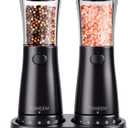 Electric Salt and Pepper Grinder Set with Storage Base, Stainless Steel Rechargeable Salt and Pepper Grinder Set with 4.5 oz Large Capacity, 1.8" Wide Mouth, Adjustable Coarseness, Ideal for Kitchen
