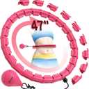 JKSHMYT Weighted Hula Circle Hoops for Adults Weight Loss, Infinity Fitness Hoop Plus Size 47 Inch, 24 Detachable Links, Exercise Hoop Suitable for Women and Beginners (Pink)