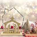 2 x Nativity Scene Sets Indoor with LED Lights - Wooden Nativity Table Centerpiece Sign Holy Family Figure for Christ's Birth Religious Xmas Mantle Shelf Tabletop Home Christmas Decorations