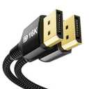 Stouchi VESA Certified DisplayPort 2.1 Cable 6.6FT, 54Gbps UHBR13.5 [16K 8K 4K@240Hz] Long DP Cord, Support FreeSync G-Sync, DSC 1.2a, Snag-Free Connector for RTX 5090/4090, Gaming Monitor (Black)