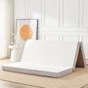 Folding Memory Foam Mattress, 4" Tri-fold with Breathable Washable Bamboo Fiber Cover, Foldable Guest Bed for Camping, Road Trip, Queen (Queen(79*59inch))