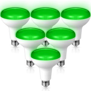 6 Pack Halloween LED Flood Light Bulb BR30 Outdoor Flood Home Patio Driveway Light Waterproof LED Bulb Indoor Outdoor Spotlight for Yard Porch(Green)