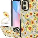 Boaretiu Cute Kawaii for Moto G Stylus 5G 2024 Case with Stand - Fashion Cool 360 Rotate Ring Holder Kickstand for Women Girls Boys Teens Girly for Motorola Moto G Stylus Case, Sunflower