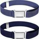 WILLBOND 2 Pcs Kids Magnetic Belt Boys Adjustable Elastic Belt with Magnetic Buckle for Toddlers Girls (Navy Blue, Denim Blue)
