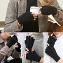 monochef Fingerless Gloves Half Finger Winter Warm Knit Thermal Working Running Biking Driving Typing Men Women Black (Black)