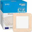 Silicone Foam Dressing 6x6 inches 10 Pack Advanced Exudate Control for Pressure Ulcers, Surgical Wounds & Diabetic Care Waterproof Wound Dressing First Aid Bandage for Wound Care