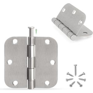 Moquin 12 Pack Noiseless Rounded Door Hinges, 3.5 x 3.5 Inch Door Hinges Hardware with 5/8" Radius Corners and Removable Pin, Satin Nickel 3 1/2 Folding Flat Iron Interior Door Hinges Moquin 12 Pack Noiseless Rounded Door Hinges, 3.5 x 3.5 Inch Door Hinges Hardware with 5/8" Radius Corners and Removable Pin, Satin Nickel 3 1/2 Folding Flat Iron Interior Door Hinges