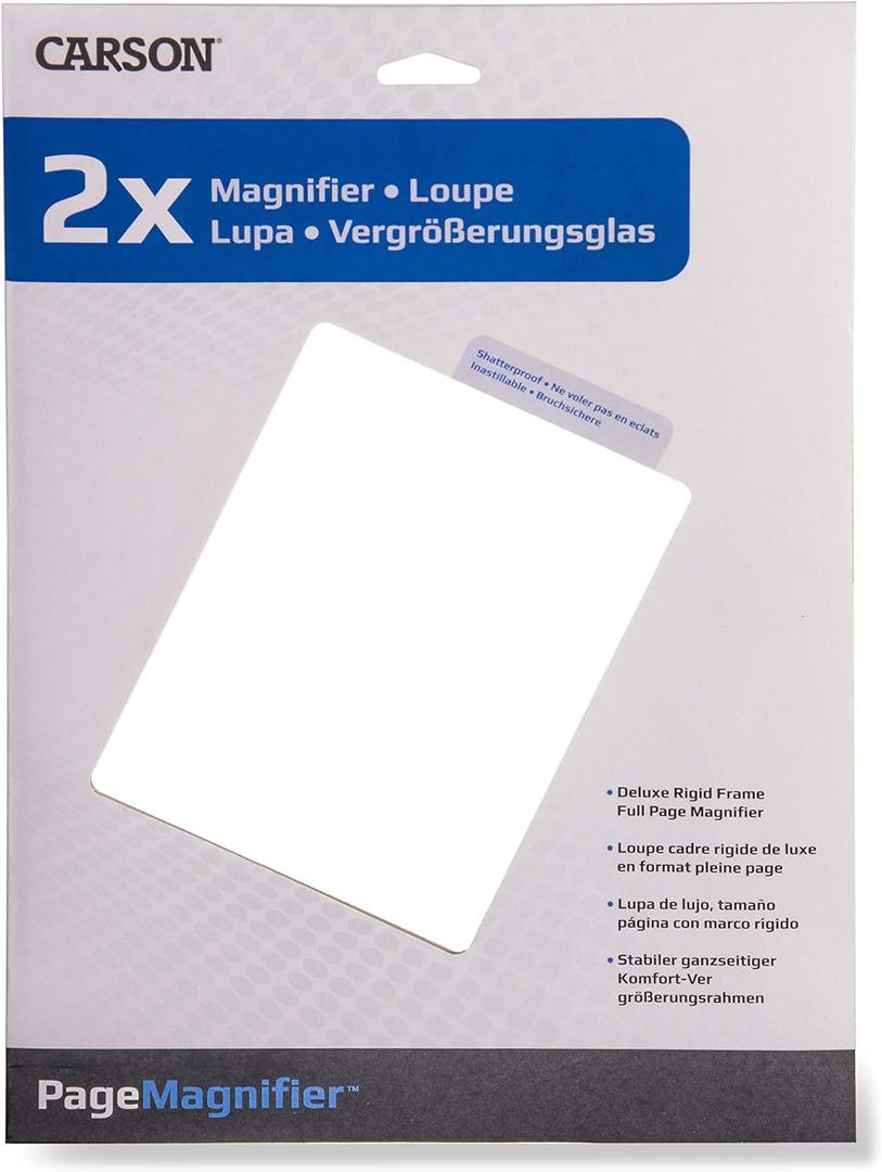 Carson 2x Power Rigid Frame 8.5x11 Inch Page Magnifier for Reading Newspapers, Magazines, Books and More (DM-21) (Single Pack)