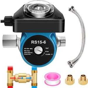 Instant Hot Water Recirculating Pump Kit with 100% Pure Brass Sensor Valve,20-Inch PEX Supply Lines,Hot Water Recirculation System with Timer Tank Water Heaters Replacement 595916,095580