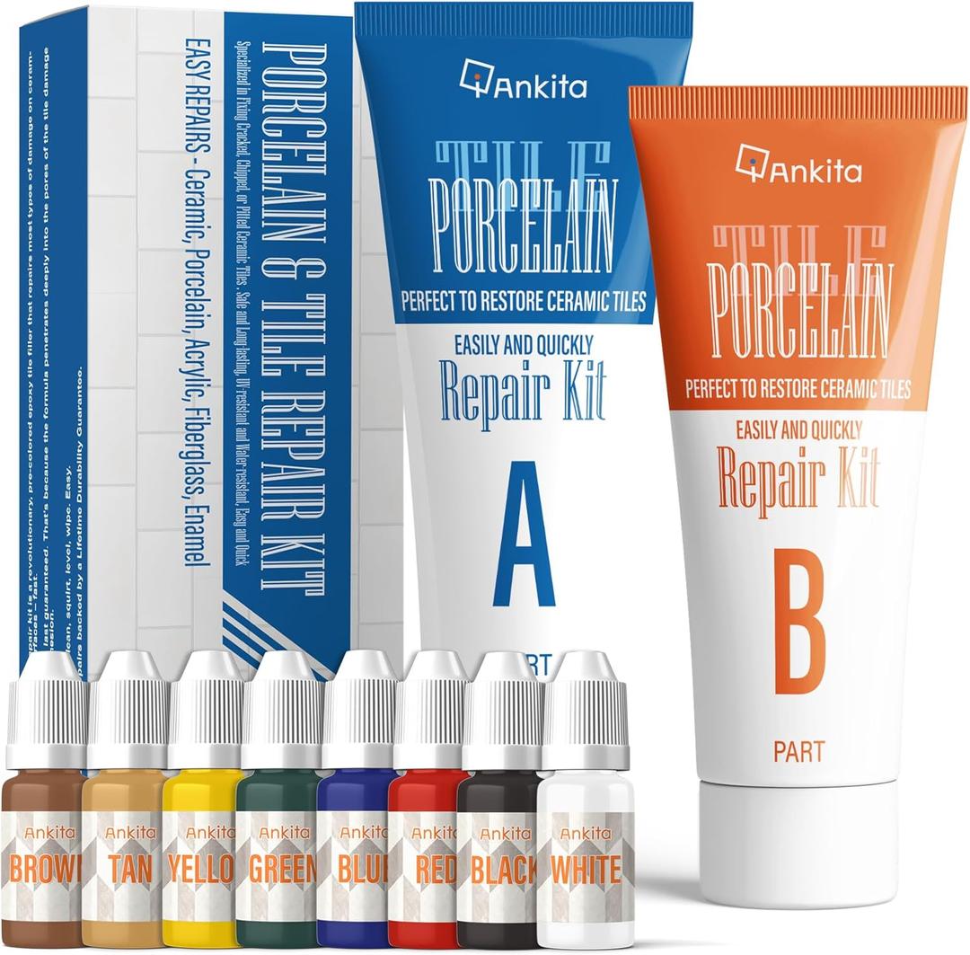 Tile Repair Kit, Ceramic Tile Repair Kit(Color Match), Porcelain Tile Chip Repair Kit with Super Strong Adhesion, Floor Tile Crack Repair Filler for Chips, Holes on Porcelain, Ceramic, Acrylic